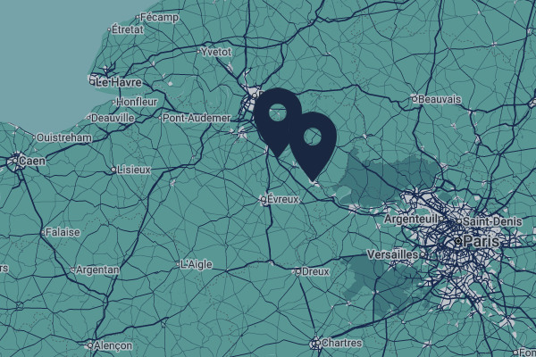 TRD Taxi, secteur d'intervention, Région de Normandie